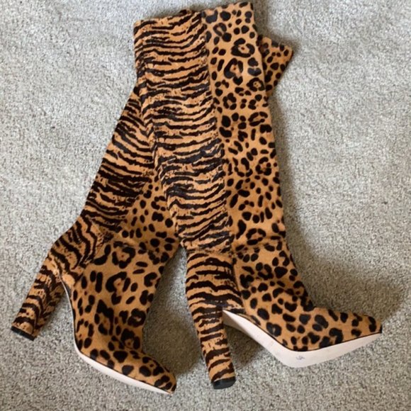 ANTONIO MELANI LEOPARD PRINT WOMEN'S KNEE BOOTS - Picture 3 of 4